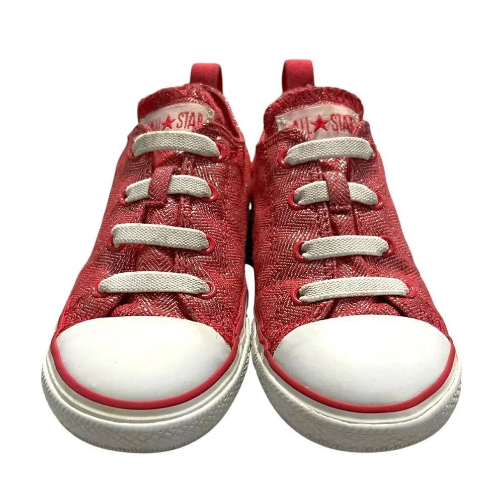 Converse All-Star Sz 10 Pink Metallic Slip On Sneakers